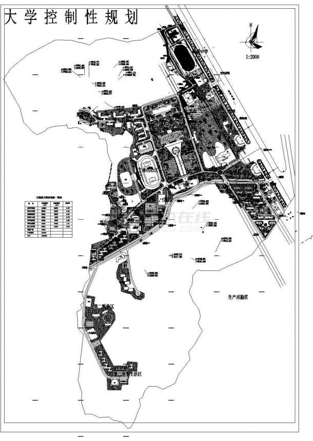 杭州市某高等学院校区平面规划设计CAD图纸-图一