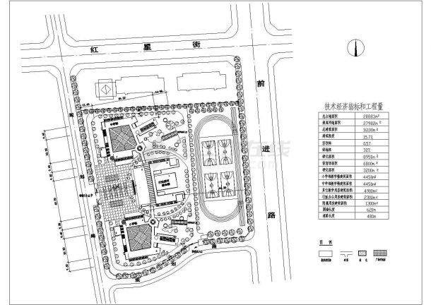 沈阳市某高校2.8万平米新校区平面规划设计CAD图纸-图一