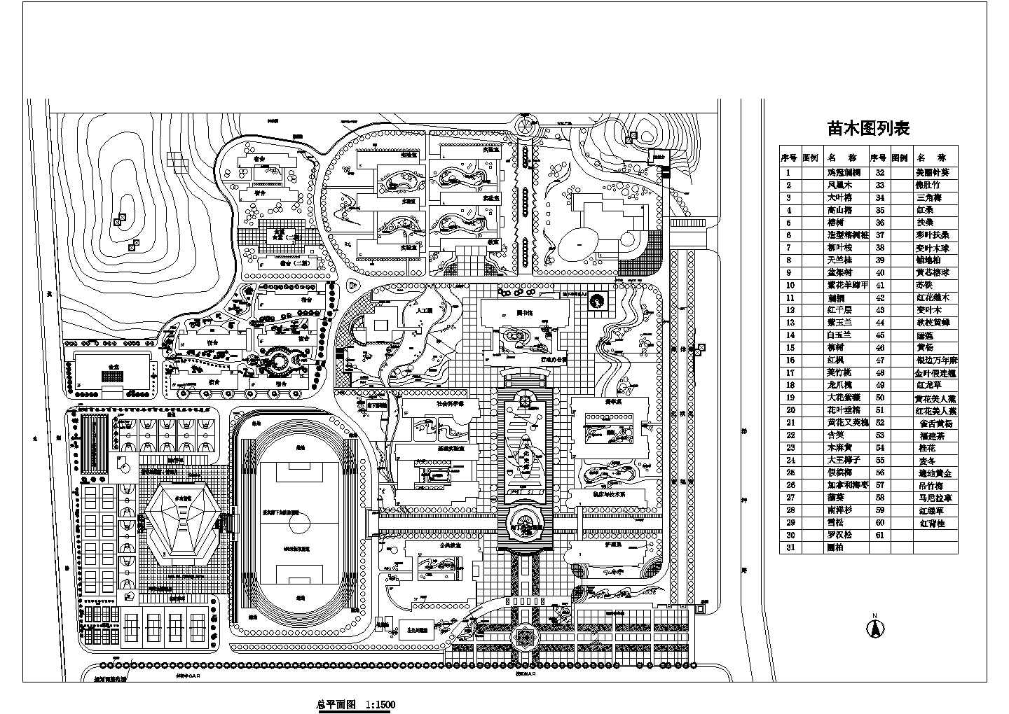 南京市某重点大学校区平面规划设计CAD图纸