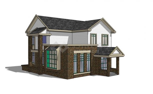 某二层砖混结构新农村独栋别墅设计cad建筑方案图（含设计说明，含效果图）-图一