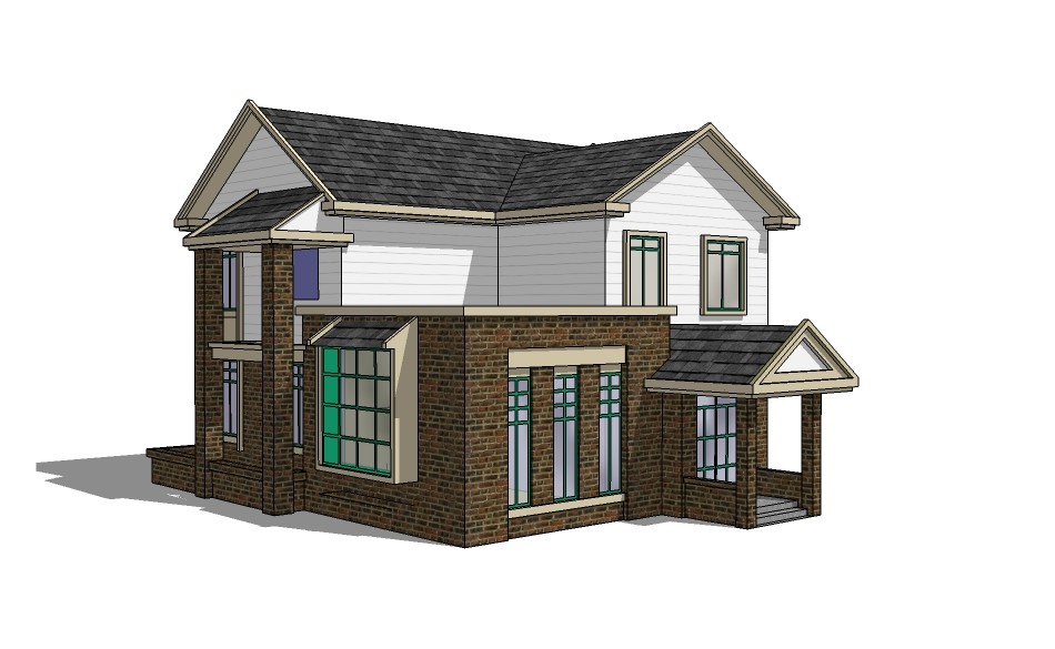 某二层砖混结构新农村独栋别墅设计cad建筑方案图（含设计说明，含效果图）