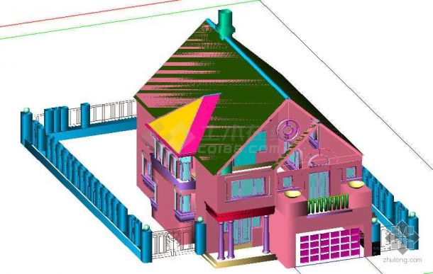 某二层砖混结构小型独栋别墅设计cad全套建筑施工图（含设计说明，含三维模型图，含效果图）-图二