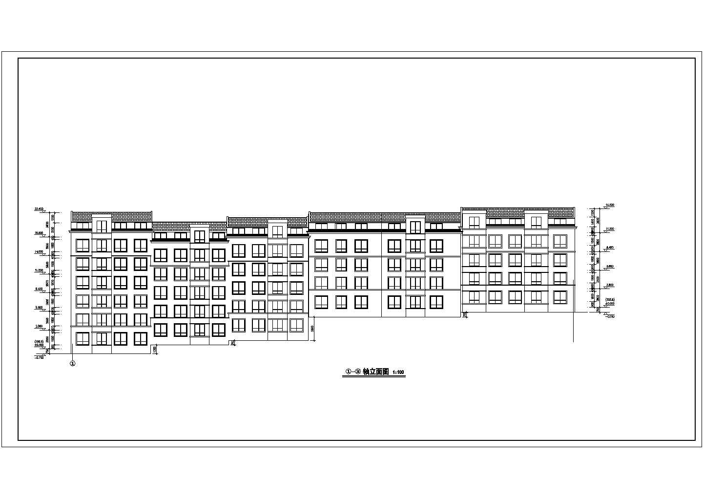 3700平米6层混合结构转角住宅楼平立剖面设计CAD图纸（含跃层）