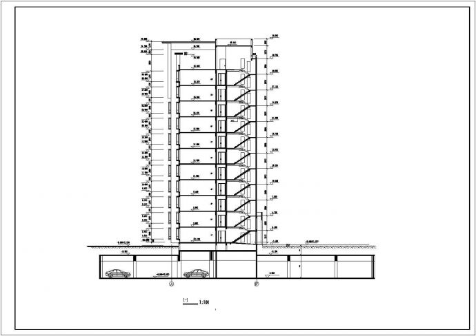 徐州某小区1.2万平米11层框架结构住宅楼平立剖面设计CAD图纸_图1