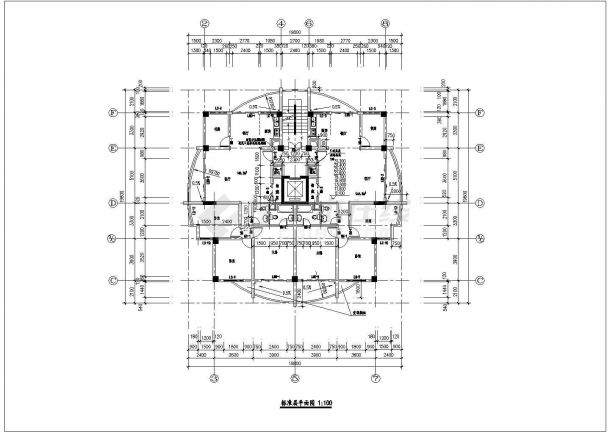8000平米左右12层混合结构住宅楼全套平面设计CAD图纸-图二
