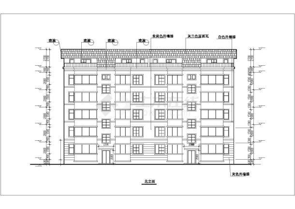 1900平米五层砖混结构住宅楼平立剖面设计CAD图纸（含阁楼层）-图一