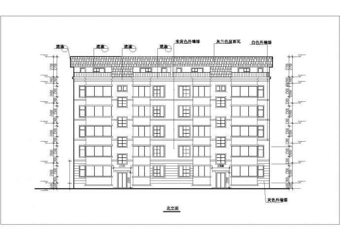 1900平米五层砖混结构住宅楼平立剖面设计CAD图纸（含阁楼层）_图1
