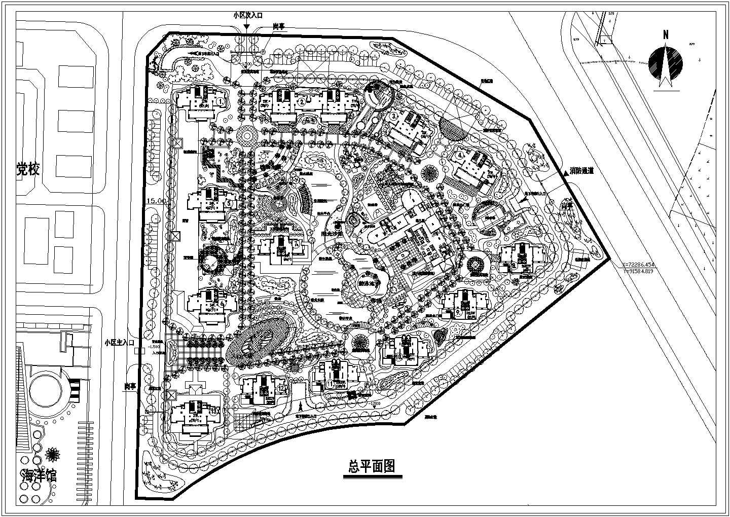 公园广场绿化CAD图纸-鑫泰景观规划总平面