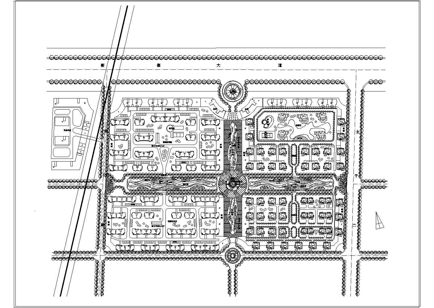 公园广场绿化CAD图纸-蜀都新城规划总平面图