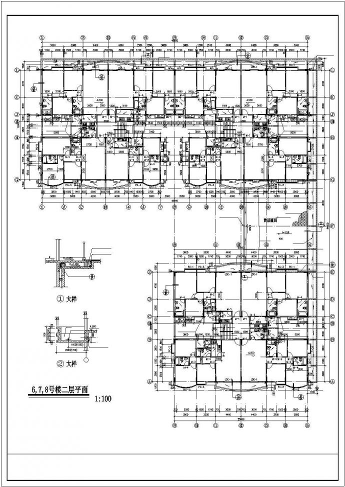 某小区1.1万平米8层框混结构住宅楼平面设计CAD图纸（含天面层）_图1