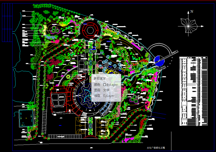 公园广场绿化CAD图纸-文化广场绿化工程总平面图_图1