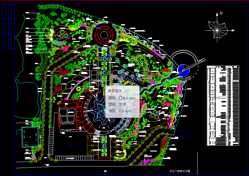 公园广场绿化CAD图纸-文化广场绿化工程总平面图
