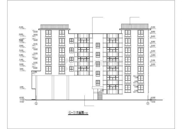1500平米6层框混结构住宅楼平立剖面设计CAD图纸（含跃层和架空层）-图一