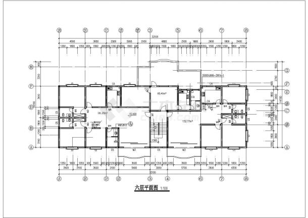 1500平米6层框混结构住宅楼平立剖面设计CAD图纸（含跃层和架空层）-图二