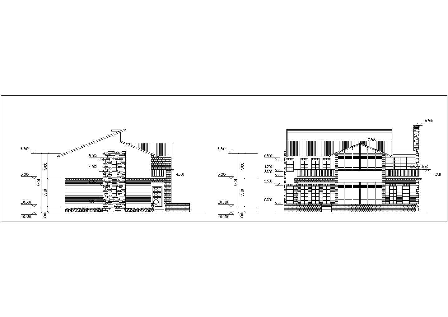 某二层砖混结构新农村简欧风格私家别墅设计cad全套建筑施工图（含效果图）