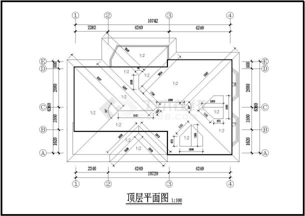 某二层框架结构新农村山林别墅设计cad建筑方案图（含效果图）-图一