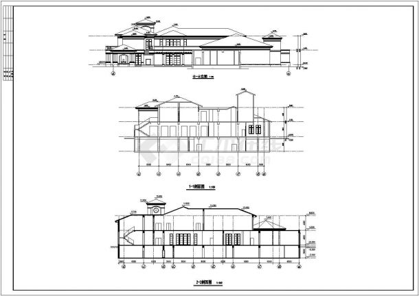 1700平米2层混合机构休闲会所平立剖面设计CAD图纸（含地下层）-图二
