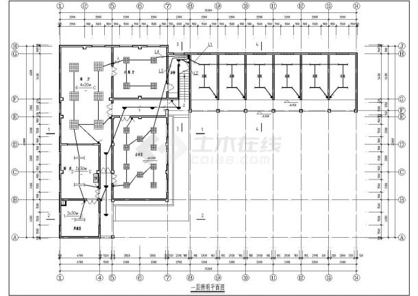 宿舍楼电气照明设计方案CAD图-图一