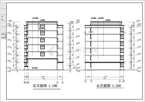 5600平米左右六层框混结构节能住宅楼全套建筑设计CAD图纸-图二