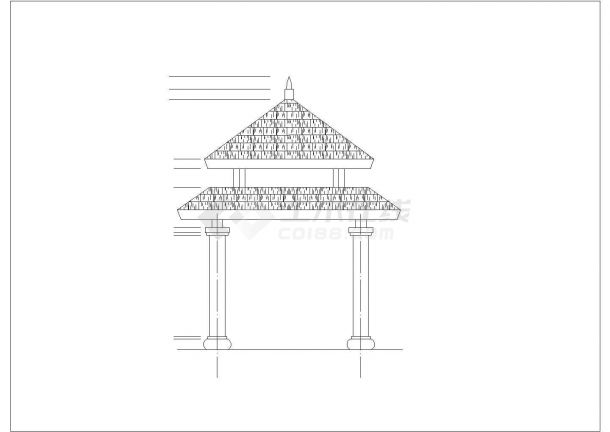 双层四角亭平面CAD套图-图二