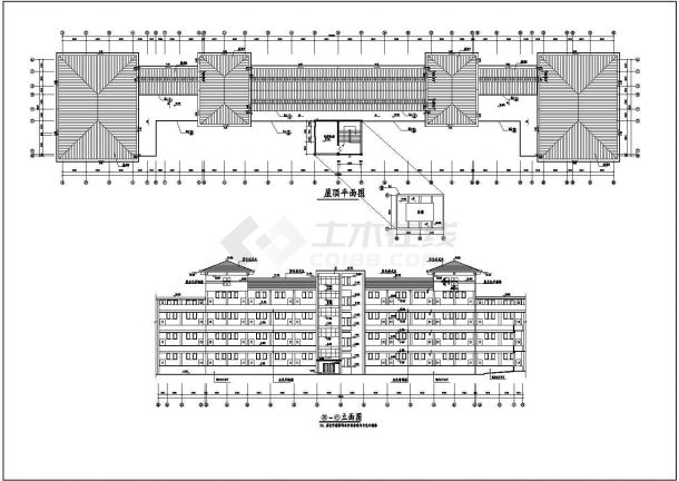 某城市工业大学艺术楼建筑结构设计平面CAD图-图一