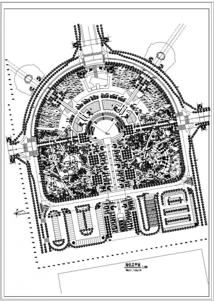 公园广场绿化CAD图纸-张家界火车站广场绿化总平面图_图1