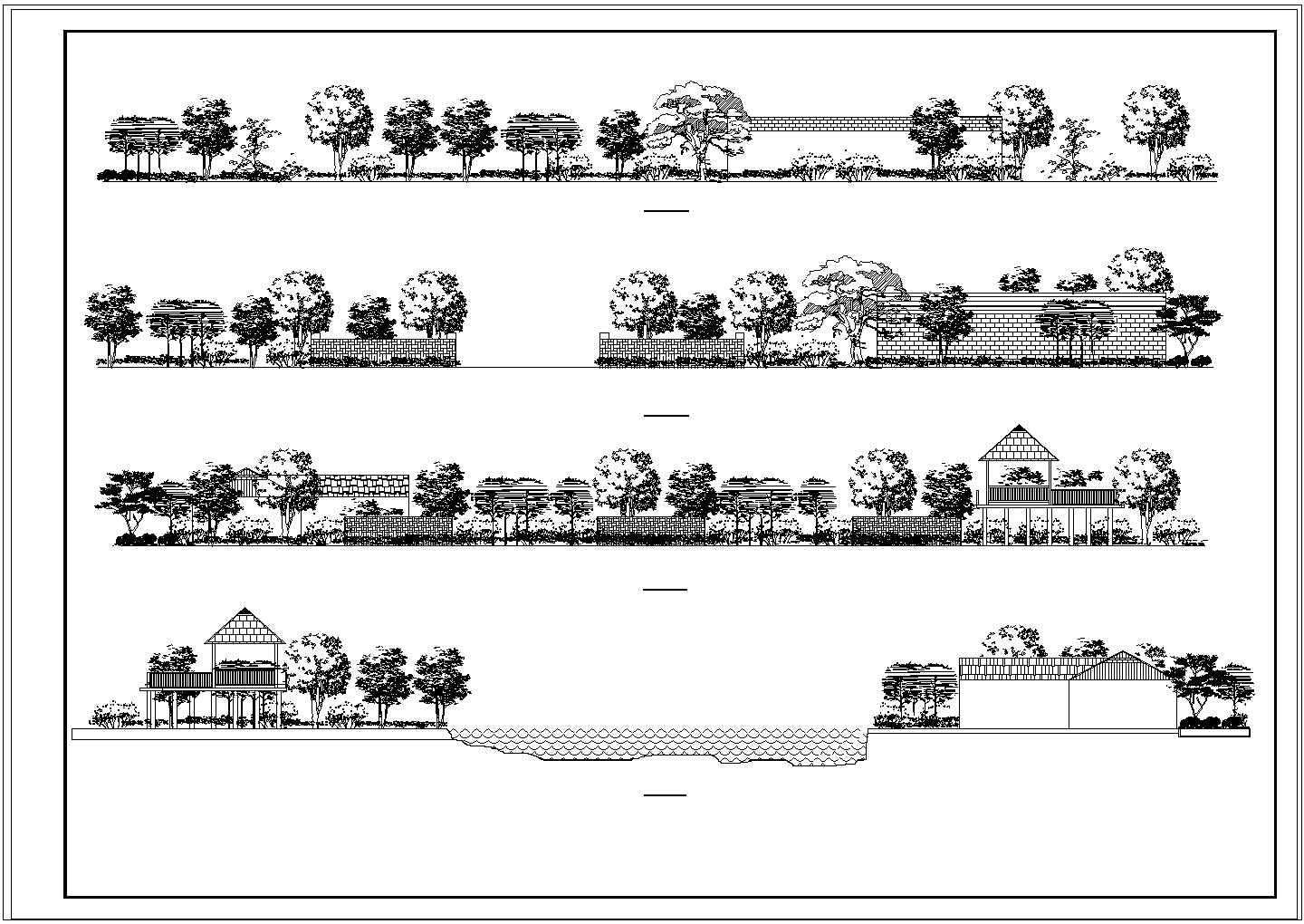 公园广场绿化CAD图纸-园林立面