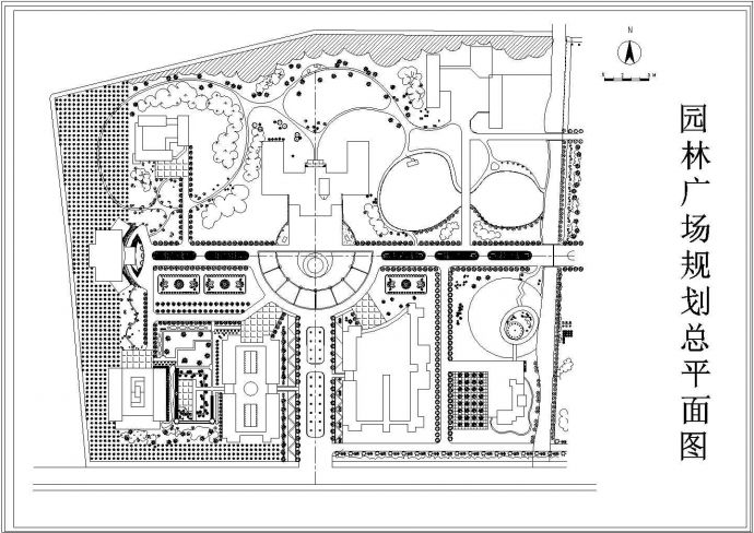 公园广场绿化CAD图纸-园林广场规划总平面图_图1