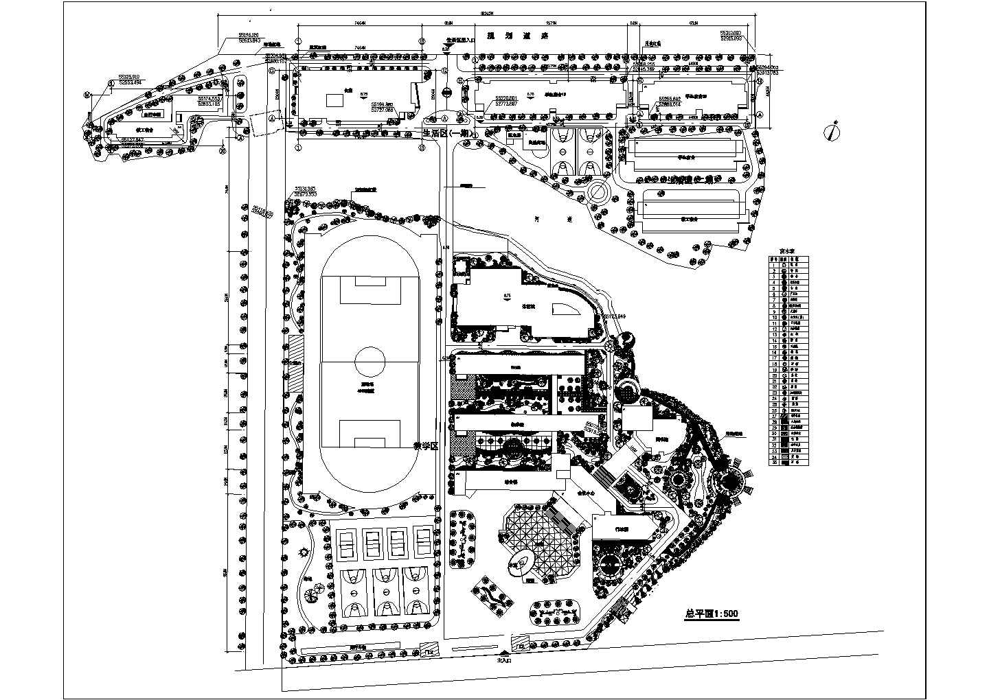 西安未央区某重点大学校区平面规划设计CAD图纸