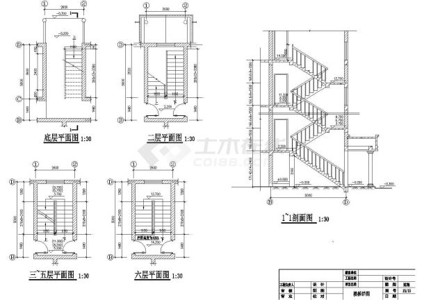 3360平米6层砖混结构住宅楼全套建筑设计CAD图纸（含半地下室）-图二