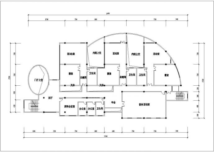 舟山市某小型私立幼儿园2层教学楼建筑设计CAD图纸_图1