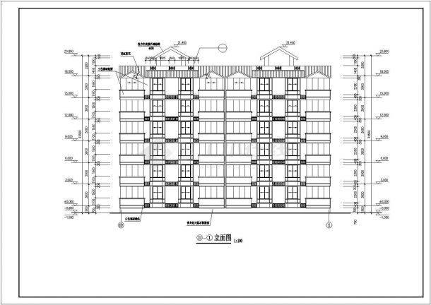 北京某居住区2100平米6层砖混结构住宅楼全套建筑设计CAD图纸-图二