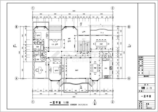 某二层带地下室砖混结构新农村别墅设计cad全套建筑施工图（含设计说明，含效果图，含多栋设计）-图二