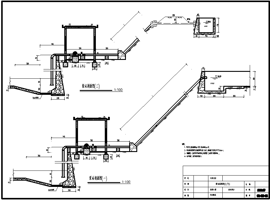 农田水利工程泵站CAD结构图纸