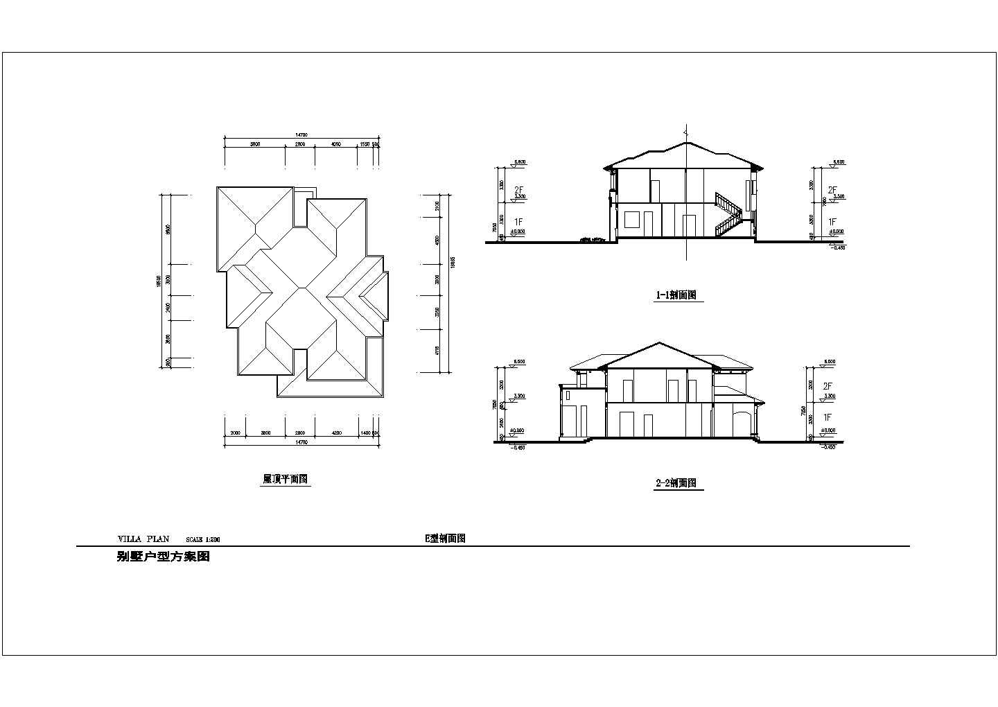 某二层砖混结构新农村简欧别墅设计cad建筑方案图（含效果图，含2种方案设计）