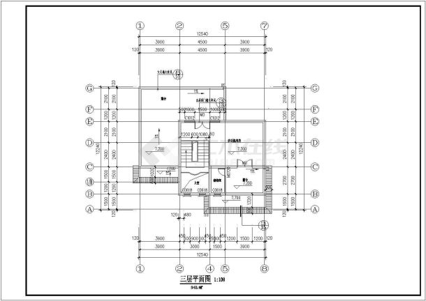 某三层框架结构新农村小康别墅设计cad全套建筑施工图（含设计说明，带效果图）-图二