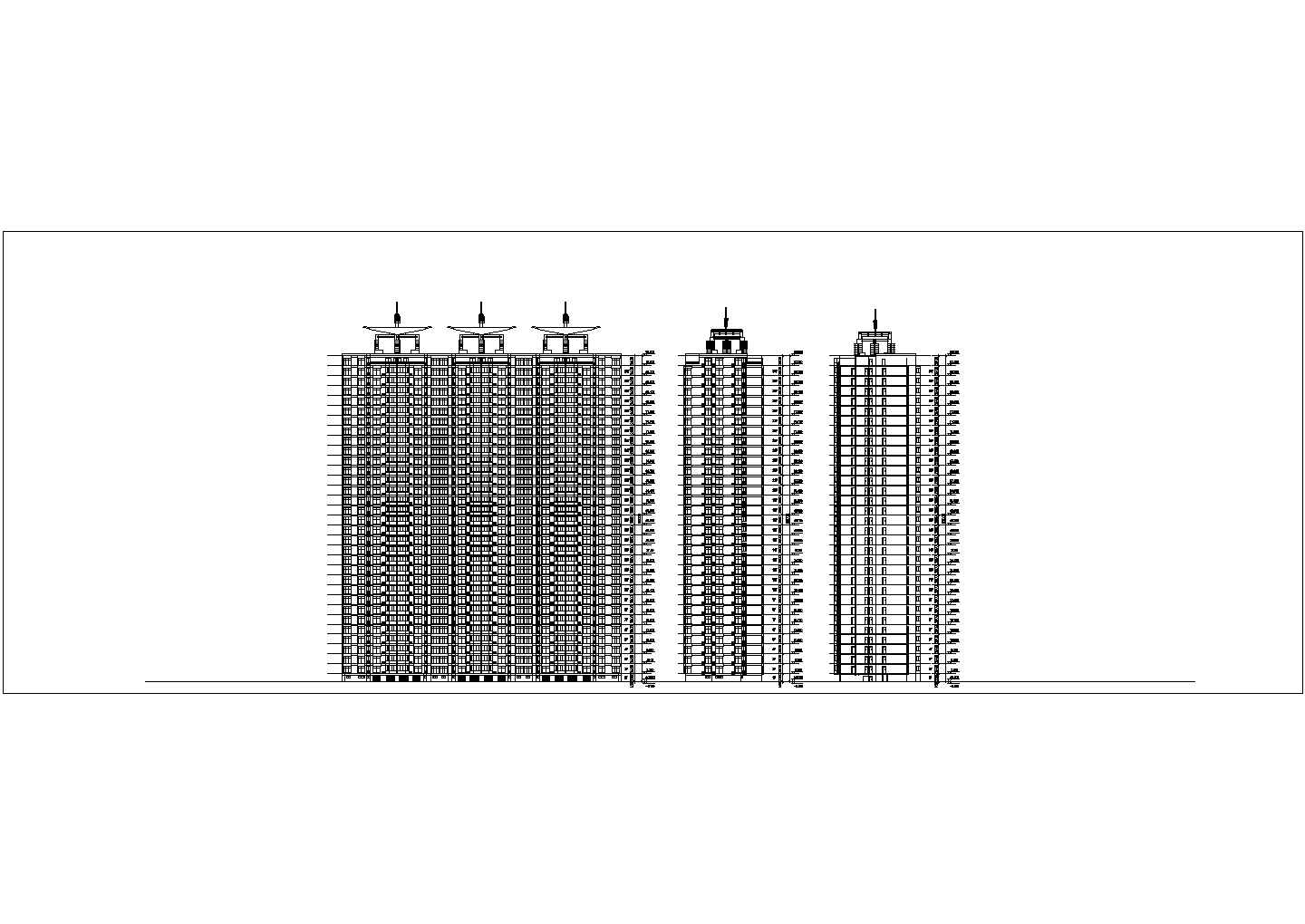某高层住宅建筑设计cad图纸（共4张）
