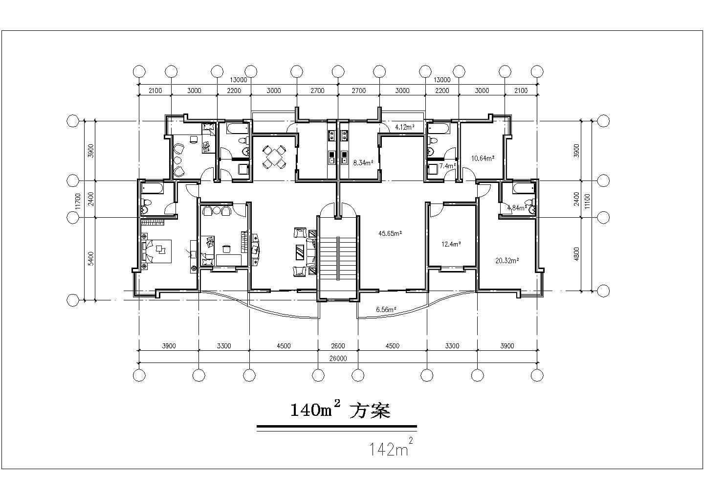 重庆某新建小区142-156平米的热门大户型设计CAD图纸（3张）