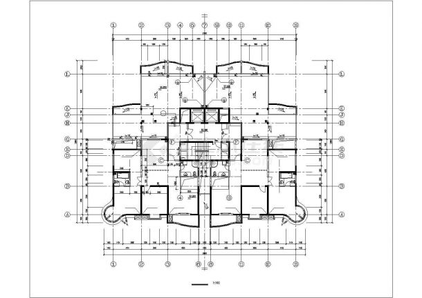1.4万平米18+1层框架结构商住楼平立剖面设计CAD图纸（1-2层商用）-图一