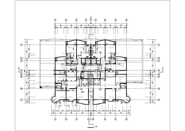1.4万平米18+1层框架结构商住楼平立剖面设计CAD图纸（1-2层商用）-图二