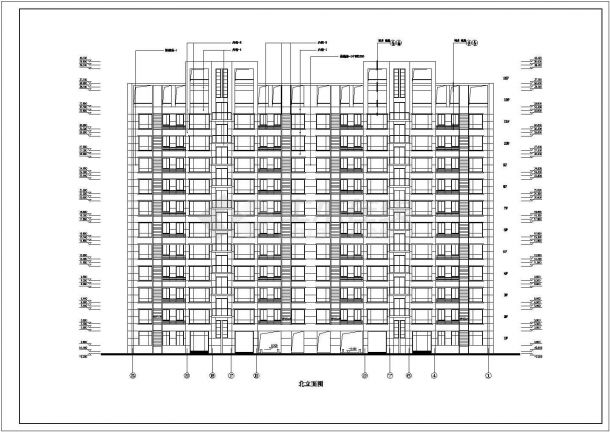 南京某小区9500平米13层框混结构住宅楼平立剖面设计CAD图纸-图一
