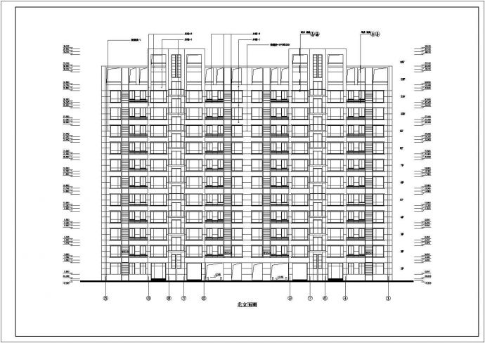 南京某小区9500平米13层框混结构住宅楼平立剖面设计CAD图纸_图1