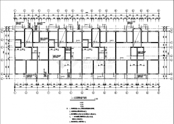 6层带阁楼层砖混住宅楼结构设计施工cad图纸，含设计说明-图二
