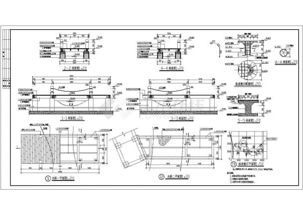 某地区木栈道观景桥建筑结构详细设计方案施工CAD图纸-图二
