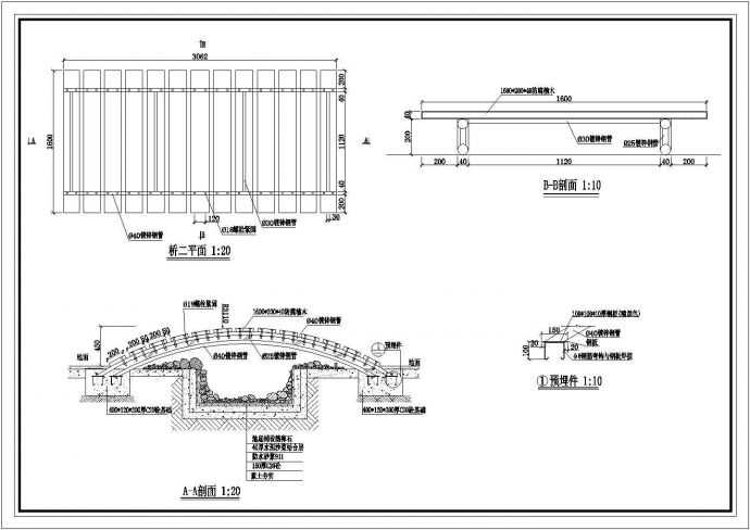 某地区溪桥建筑整体详细设计方案施工CAD图纸_图1