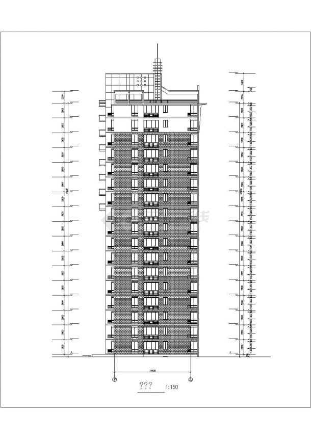某安置小区7900平米17层框架结构住宅楼建筑设计CAD图纸（含地下层）-图一