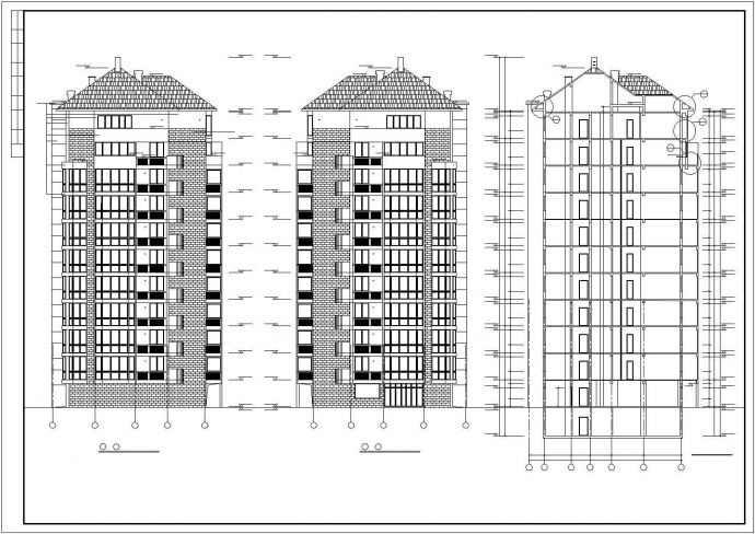 某大型标准住宅楼建筑设计cad图纸_图1