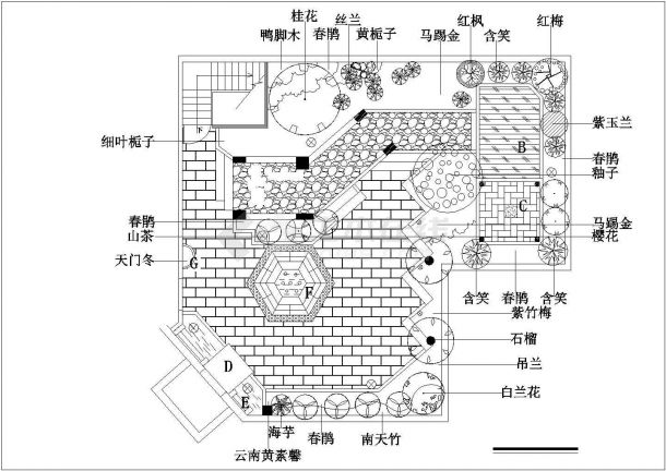 某屋顶花园设计cad全套施工图（含多个小品设计）-图二