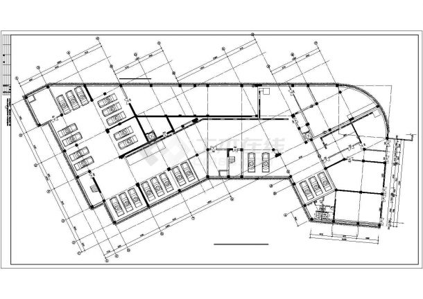 济南市某商场1200平米地下2层停车场平面设计CAD图纸-图一