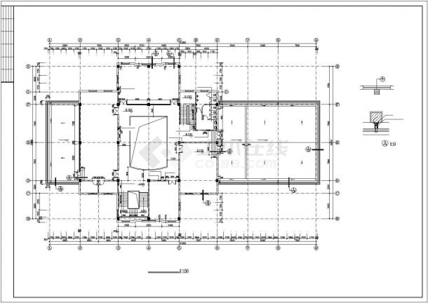 孝感市某商业街2100平米3层框架结构娱乐会所平立剖面设计CAD图纸-图一